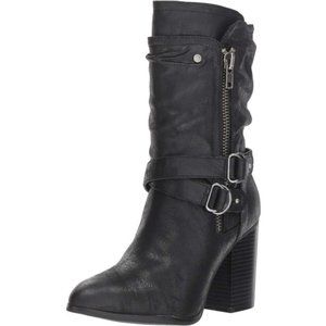 Carlos Santana Women's Paisley Mid Calf Moto Boots in Black Size 7,  NEW
